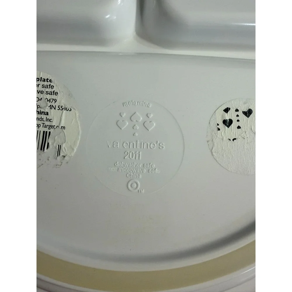 Lot of 4 Kids Divided Plates & Bowls Set Target Valentine Bear Melamine Toddler